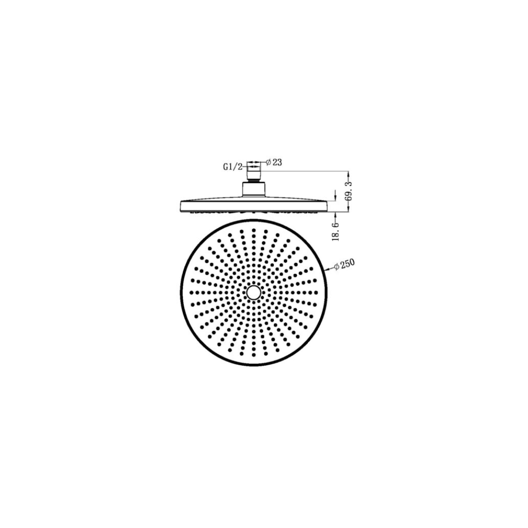 Dusjhode Valencia – Matt svart - 250mm