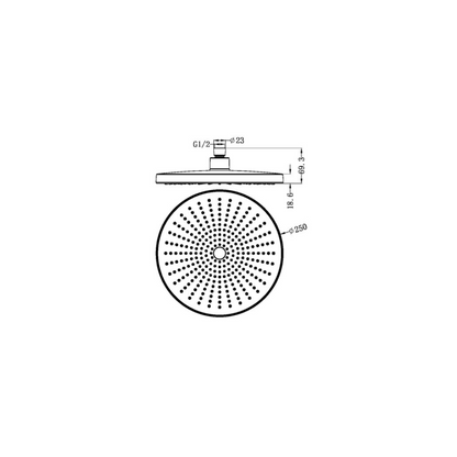 Dusjhode Valencia – Matt svart - 250mm