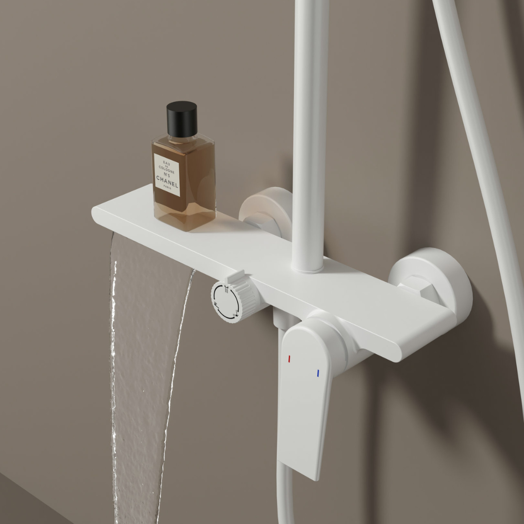 Freestanding Bath Faucet Lisandro – Waterfall Spout – Brushed nickel