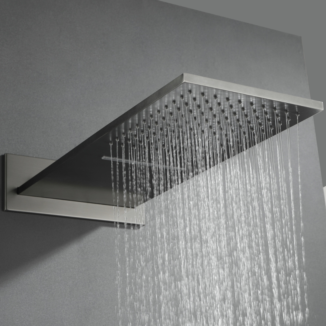 Thermostatic Built-in Rain Shower Set Isabella - Waterfall - Gunmetal grey