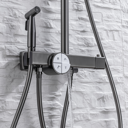Thermostatic built-in rain shower set - Angelo - Gunmetal grey