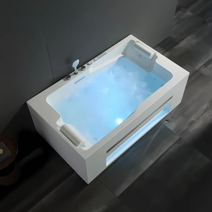 Construction Massage Bath – Milan – Gloss White – Bluetooth Speakers - 180x107x60 cm