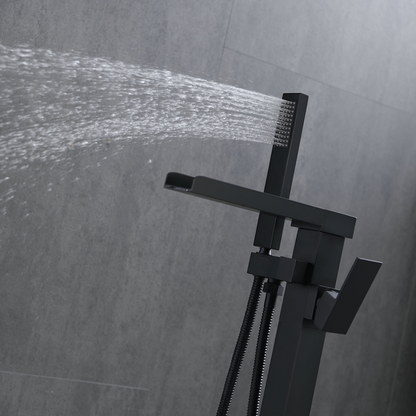 Freestanding Bath Faucet Lisandro – Waterfall Spout – Matte black