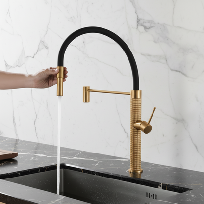 Semi-profesjonell Kjøkkenkran Angelica – Utrekkbar Utløp – Gunmetal Grey