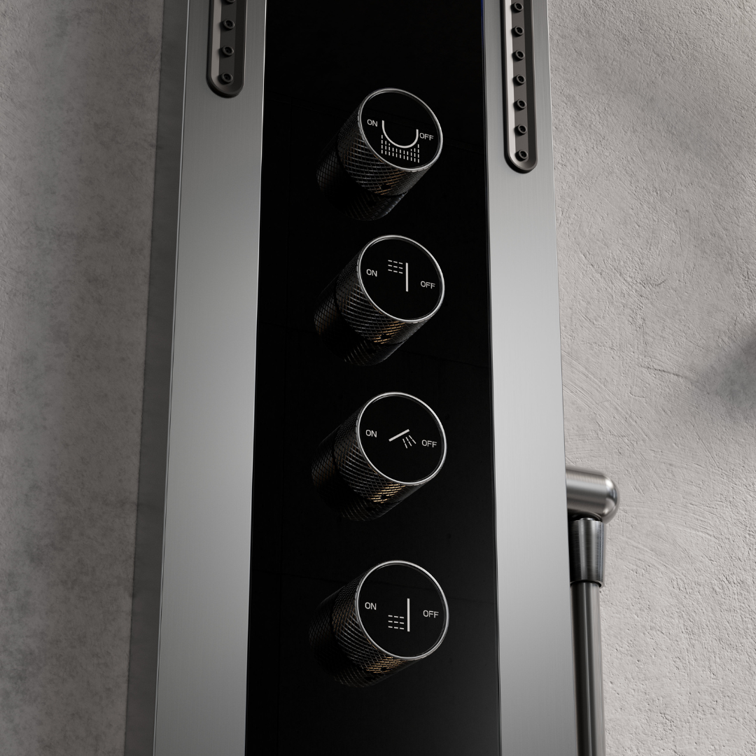 Thermostatic Shower Panel Marcelo – Digital Display - Gunmetal Grey