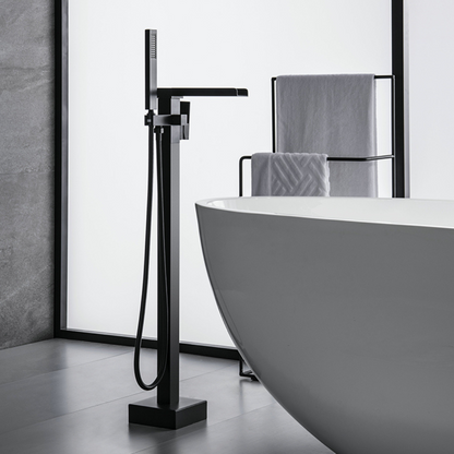Freestanding Bath Faucet Lisandro – Waterfall Spout – Matte black