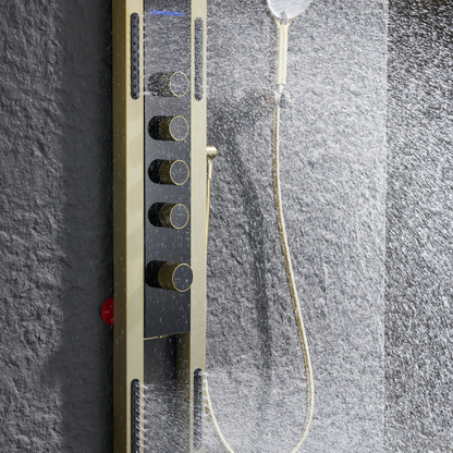 Thermostatic Shower Panel Marcelo – Digital Display - Brushed gold