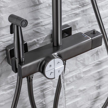 Thermostatic built-in rain shower set - Angelo - Gunmetal grey
