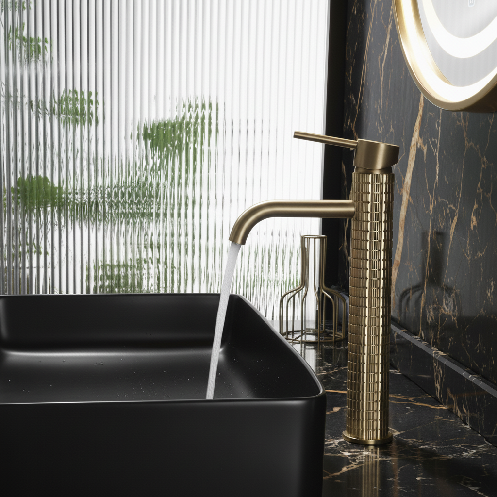 Hoge vaskeservantkran Angelica - Børstet gull