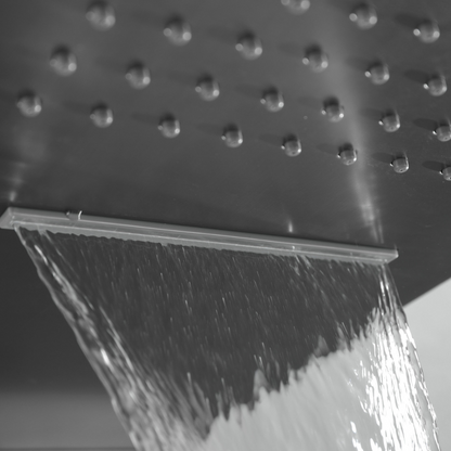 Thermostatic Built-in Rain Shower Set Isabella - Waterfall - Gunmetal grey