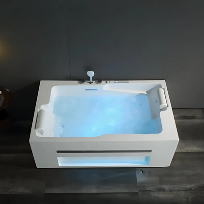 Construction Massage Bath – Milan – Gloss White – Bluetooth Speakers - 180x107x60 cm