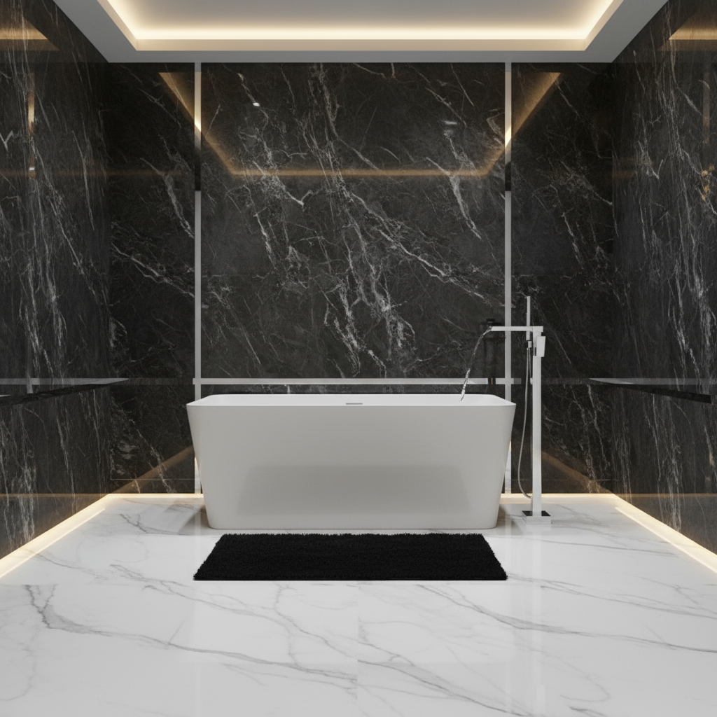 Freestanding Bath Faucet Lisandro – Waterfall Spout – Chrome