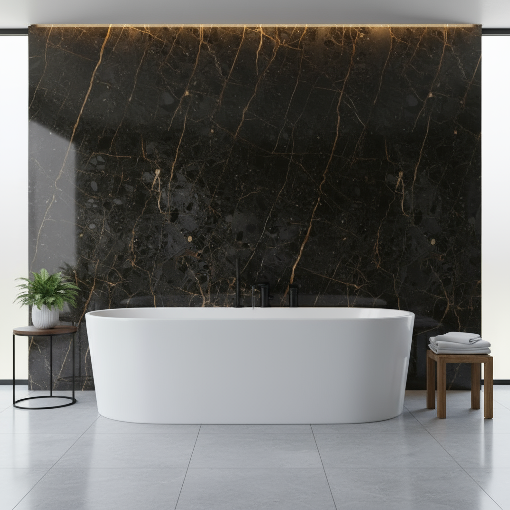 Freestanding Bath Faucet Lisandro – Waterfall Spout – Brushed nickel