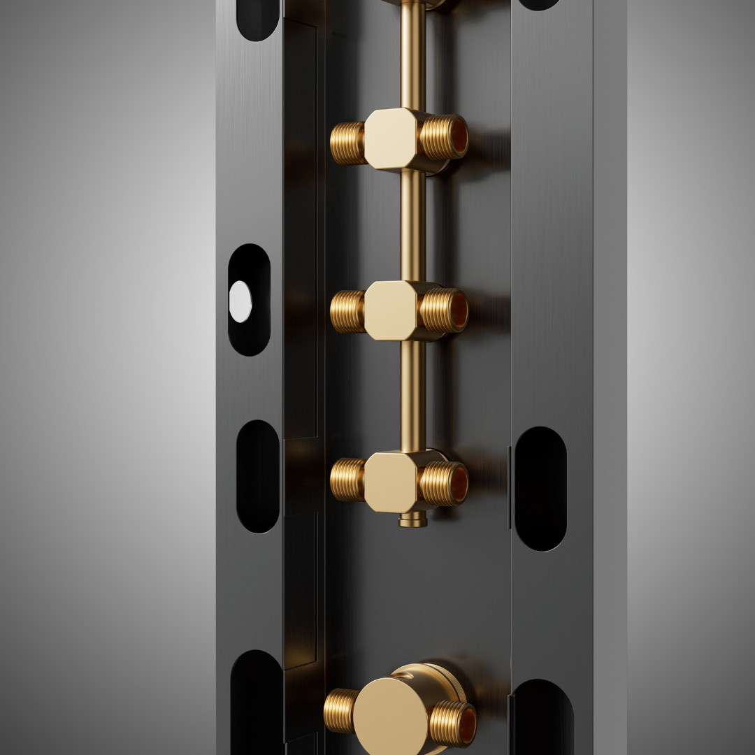 Thermostatic Shower Panel Marcelo – Digital Display - Gunmetal Grey