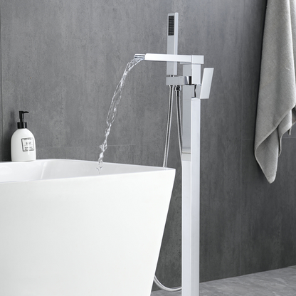Freestanding Bath Faucet Lisandro – Waterfall Spout – Chrome