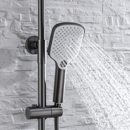 Thermostatic built-in rain shower set - Angelo - Gunmetal grey