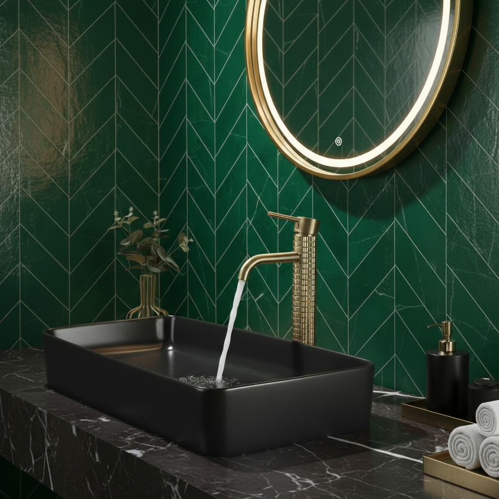 Hoge vaskeservantkran Angelica - Børstet gull