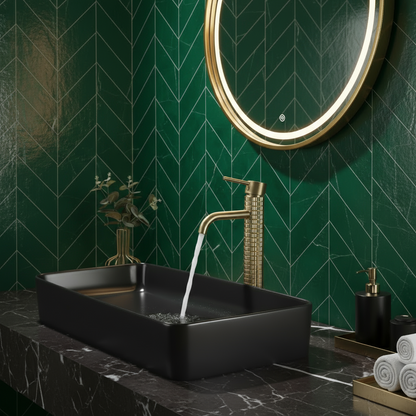 Hoge vaskeservantkran Angelica - Børstet gull