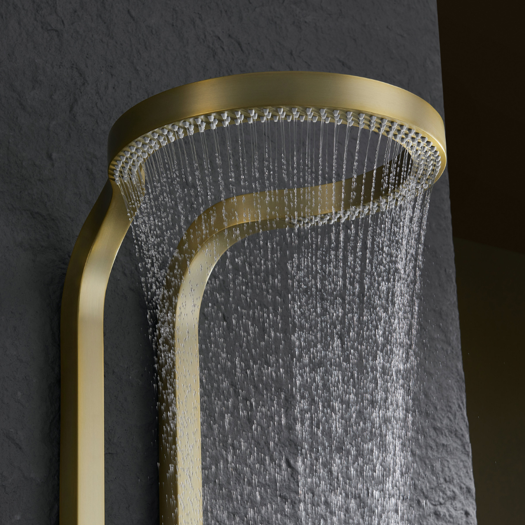 Thermostatic Shower Panel Marcelo – Digital Display - Brushed gold