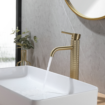 High washbasin faucet Angelica - Brushed gold