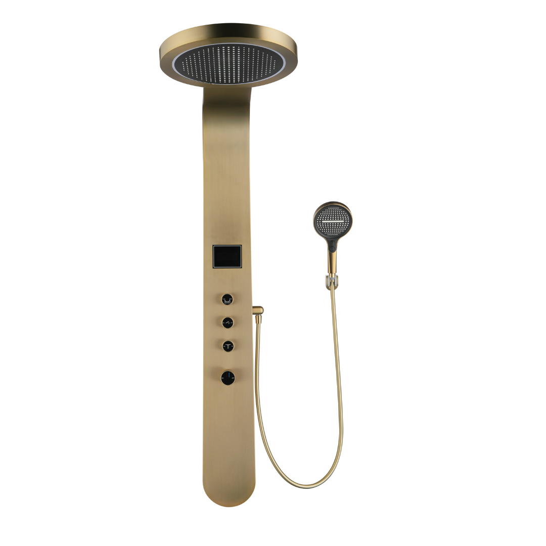 Freestanding Bath Faucet Lisandro – Waterfall Spout – Brushed nickel