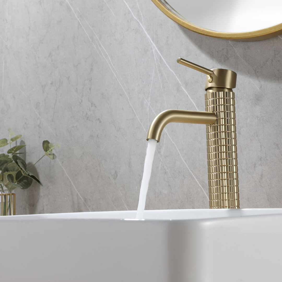 High washbasin faucet Angelica - Brushed gold