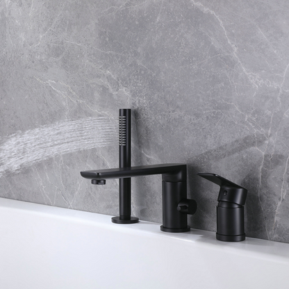 Freestanding Bath Faucet Lisandro – Waterfall Spout – Brushed nickel