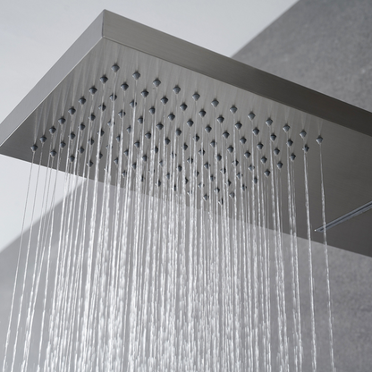 Freestanding Bath Faucet Lisandro – Waterfall Spout – Brushed nickel