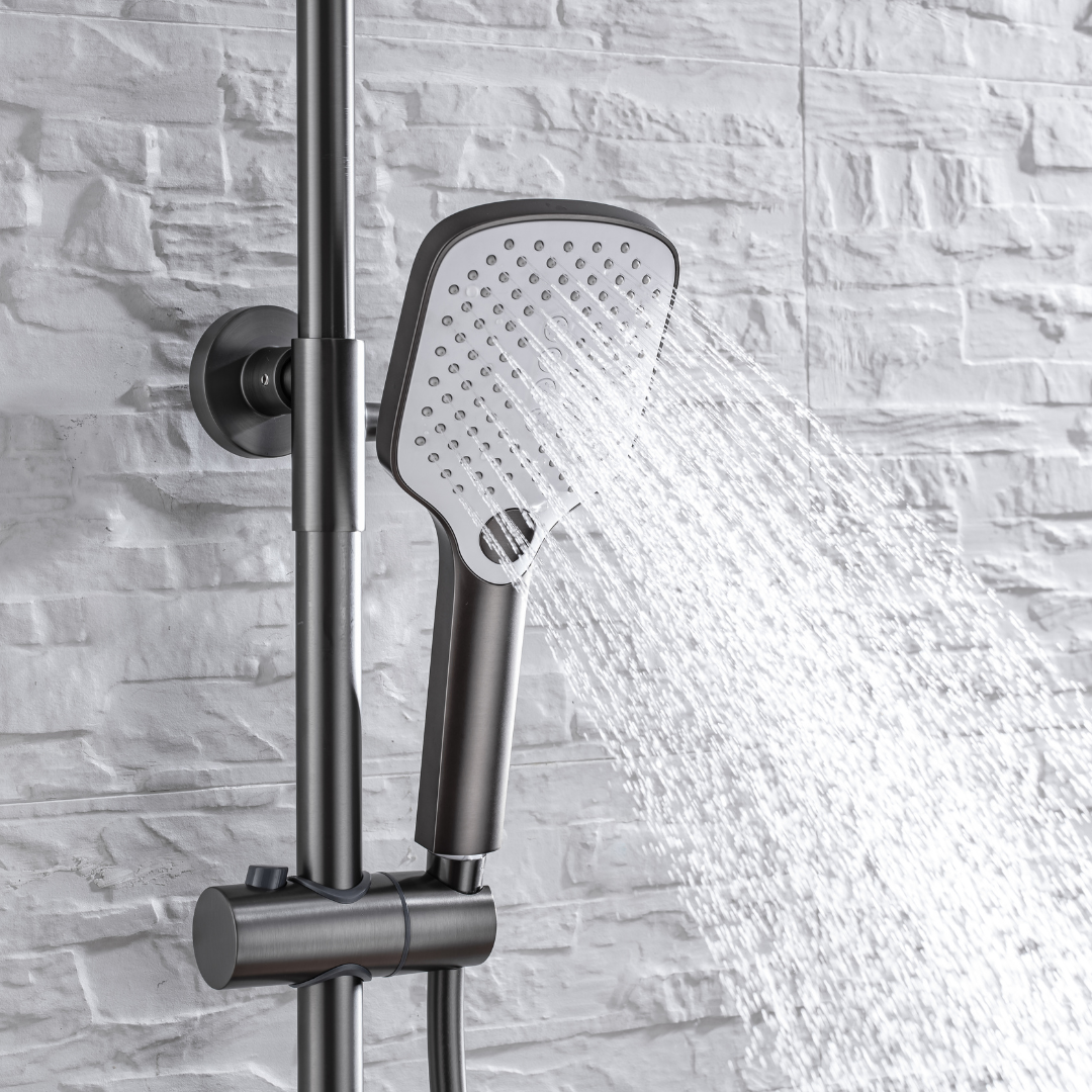 Thermostatic built-in rain shower set - Angelo - Gunmetal grey