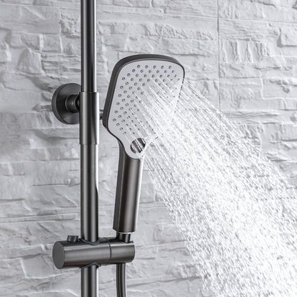 Thermostatic built-in rain shower set - Angelo - Gunmetal grey