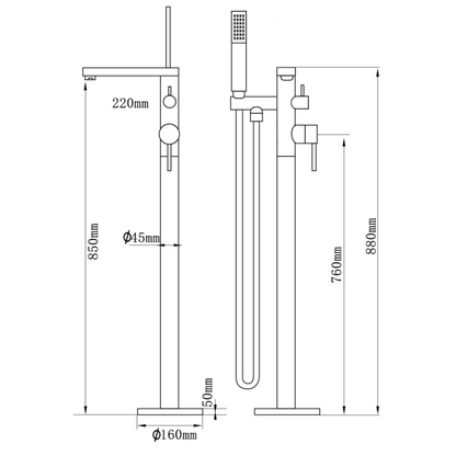 Frittstående badekran Emilia - Krom