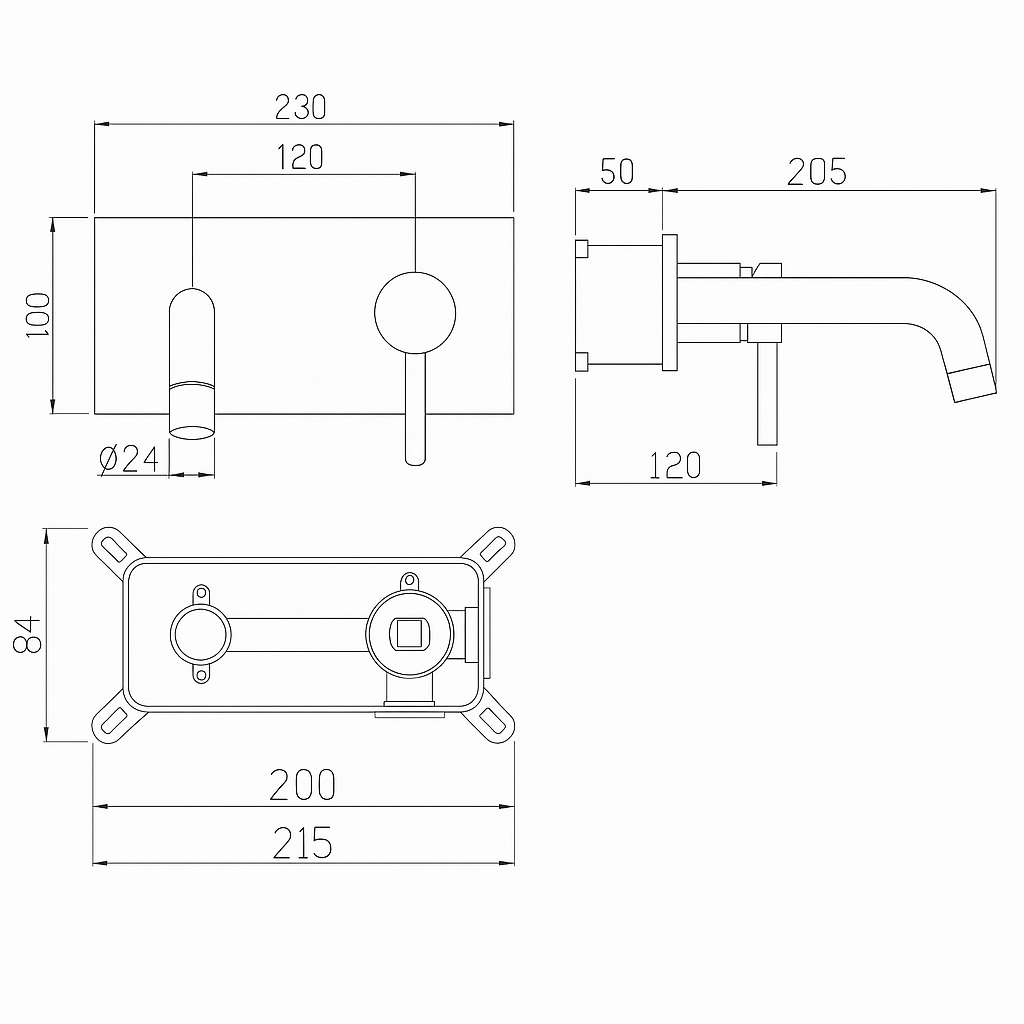 Built-in sink faucet Angelica - Brushed gold
