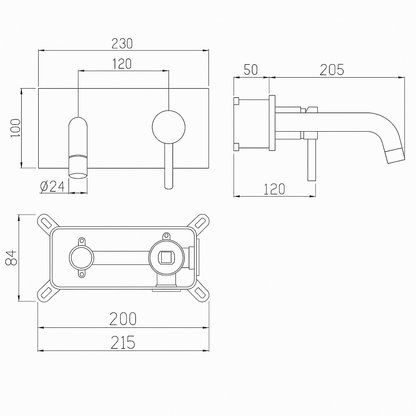 Built-in sink faucet Angelica - Brushed gold