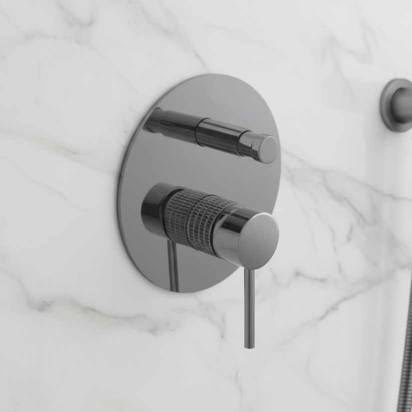 Inbouw Regendoucheset Angelica – Staafhanddouche – Gunmetal grey