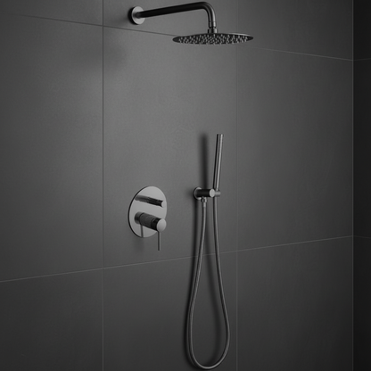 Inbouw Regendoucheset Angelica – Staafhanddouche – Gunmetal grey