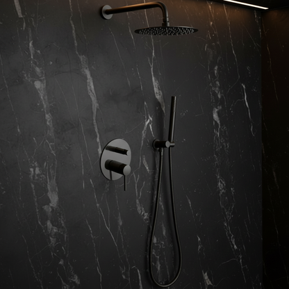 Inbouw Regendoucheset Angelica – Staafhanddouche – Mat zwart