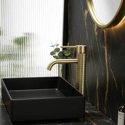 Hoge vaskeservantkran Angelica - Børstet gull