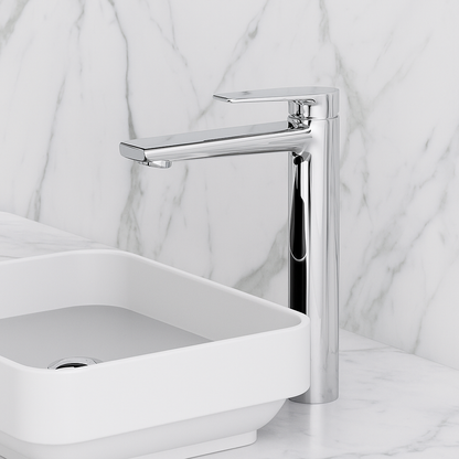 Freestanding Bath Faucet Lisandro – Waterfall Spout – Brushed nickel