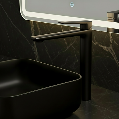 Freestanding Bath Faucet Lisandro – Waterfall Spout – Brushed nickel