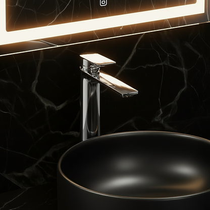 Freestanding Bath Faucet Lisandro – Waterfall Spout – Brushed nickel