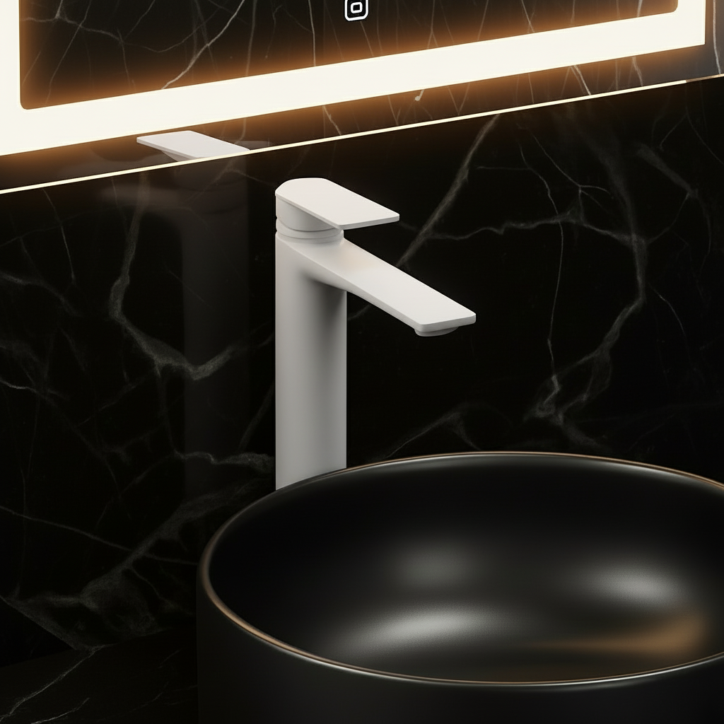 Freestanding Bath Faucet Lisandro – Waterfall Spout – Brushed nickel