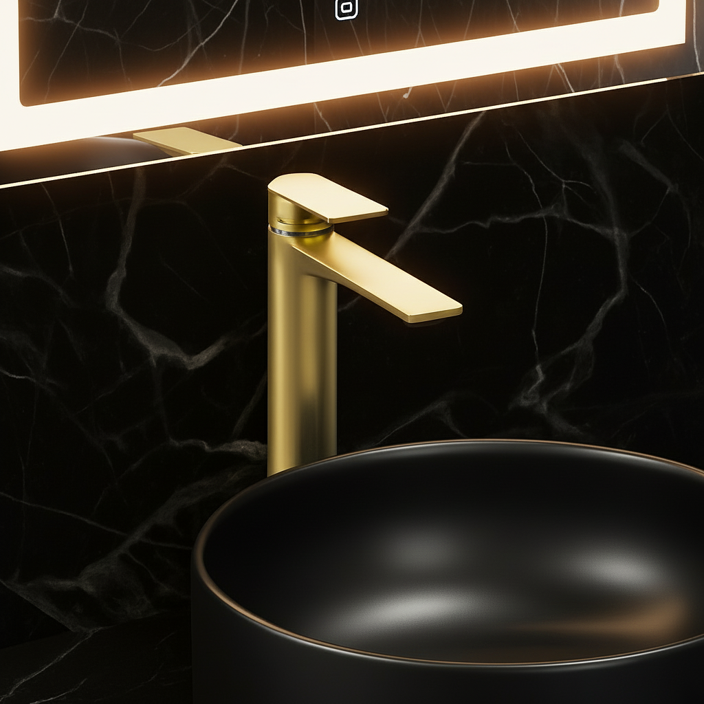 Freestanding Bath Faucet Lisandro – Waterfall Spout – Brushed nickel