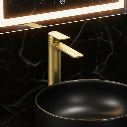 Freestanding Bath Faucet Lisandro – Waterfall Spout – Brushed nickel