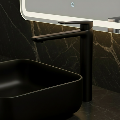 Freestanding Bath Faucet Lisandro – Waterfall Spout – Brushed nickel