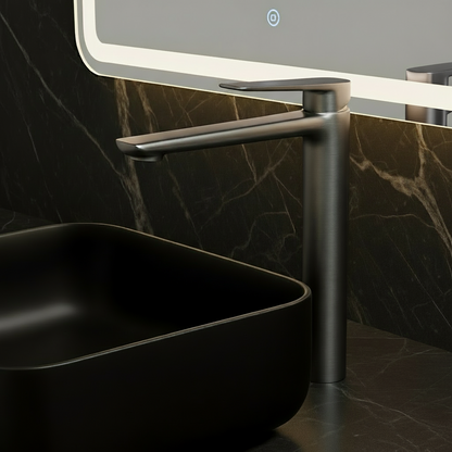 Freestanding Bath Faucet Lisandro – Waterfall Spout – Brushed nickel