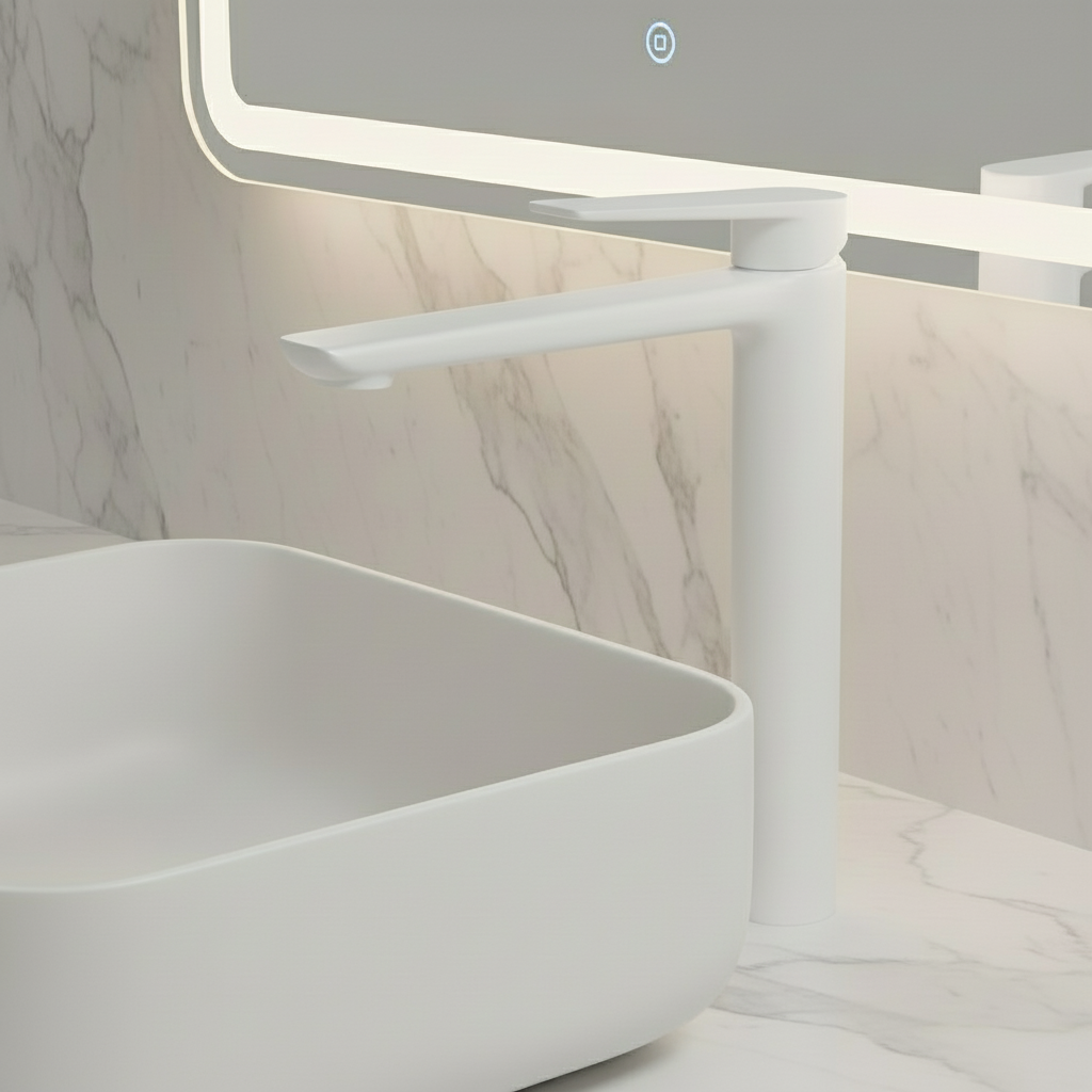 Freestanding Bath Faucet Lisandro – Waterfall Spout – Brushed nickel