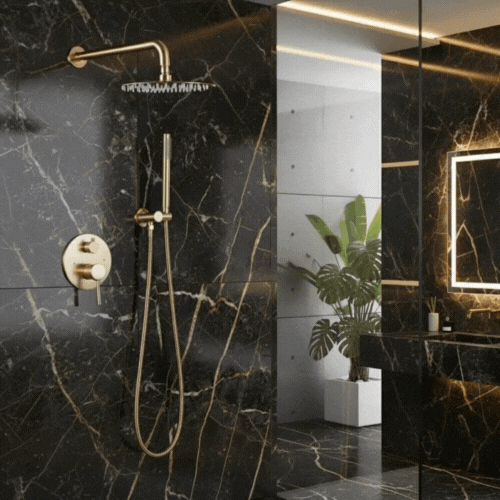 Inbouw Regendoucheset Vincent – Staafhanddouche – Brushed Gold