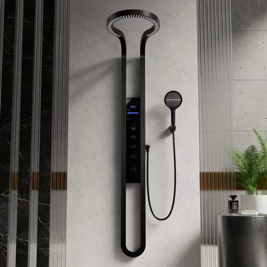 Thermostatic Shower Panel Marcelo – Digital Display - Matte black