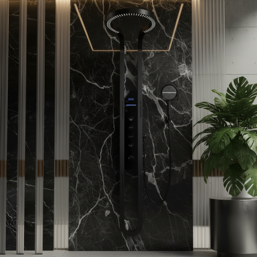 Thermostatic Shower Panel Marcelo – Digital Display - Matte black