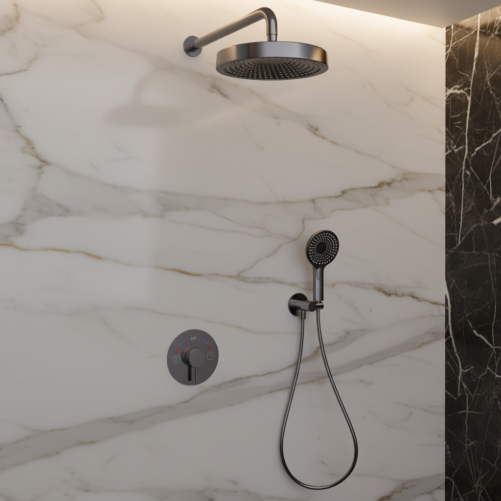 Built-in Rain Shower Set Amalia - Gunmetal grey